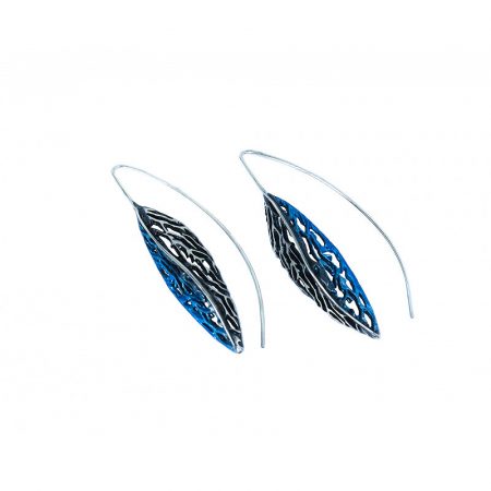 Pendientes Plata Orfega gancho grandes Azul Botanic