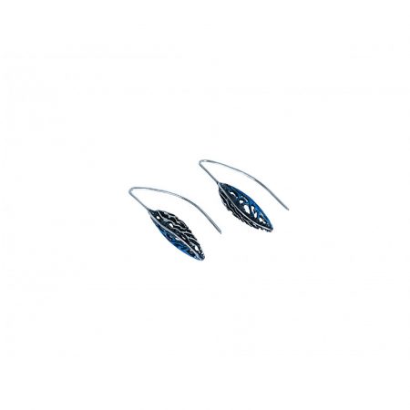 Pendientes Plata Orfega gancho pequeños Azul Botanic