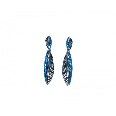 Pendientes Plata Orfega presión 2 piezas Azul Botanic