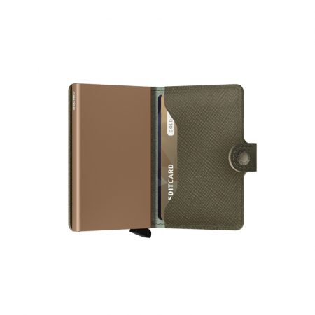 Cartera Secrid Miniwallet Saffiano Oliva automatica anticopia 2