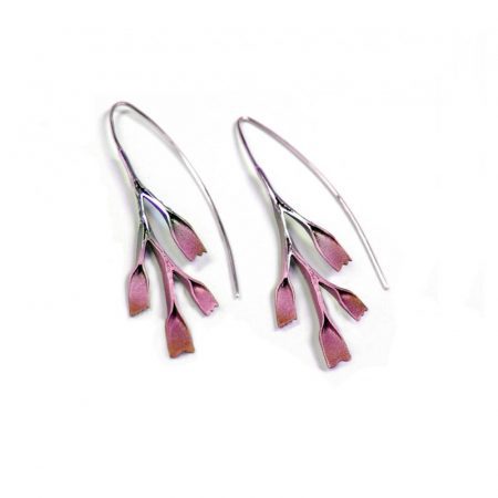 Pendientes Plata Orfega Posidonia Copey Gancho grande Burdeos