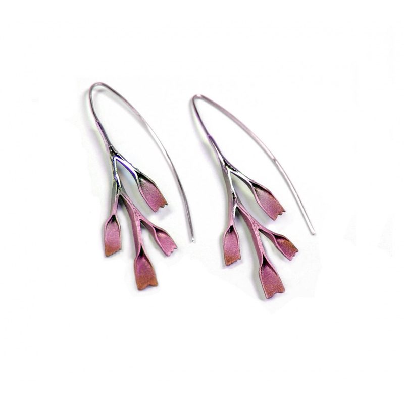 Pendientes Plata Orfega Posidonia Copey Gancho grande Burdeos