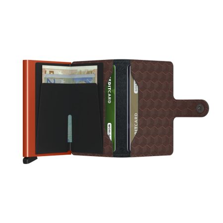 Cartera SECRID Miniwallet automática anticopia Optical Marrón Naranja 3