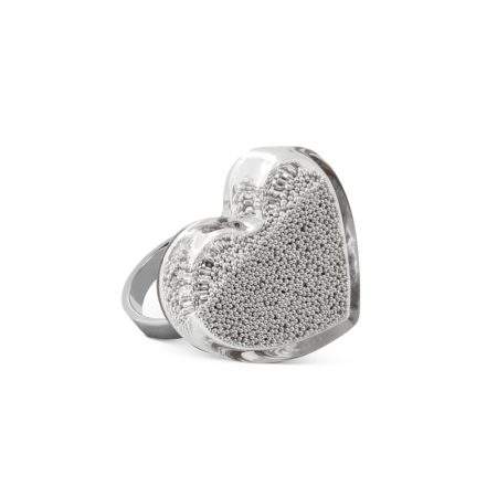 Anillo Pylones Corazón con bolitas Medium Plata