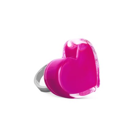 Anillo Pylones Corazón con líquido Medium Fucsia