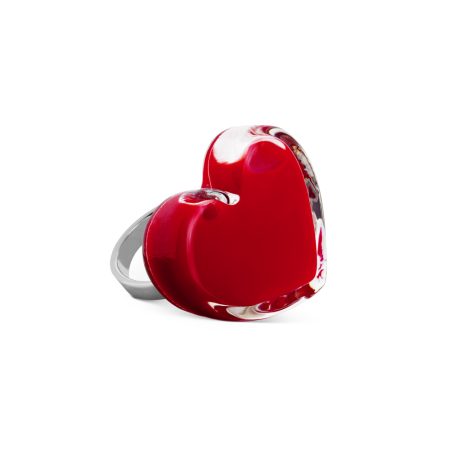 Anillo Pylones Corazón con líquido Medium Rojo