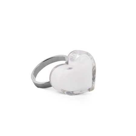 Anillo Pylones Corazón con líquido Nano Blanco