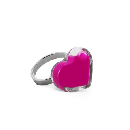 Anillo Pylones Corazón con líquido Nano Fucsia