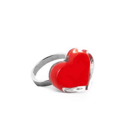 Anillo Pylones Corazón con líquido Nano Light Rojo