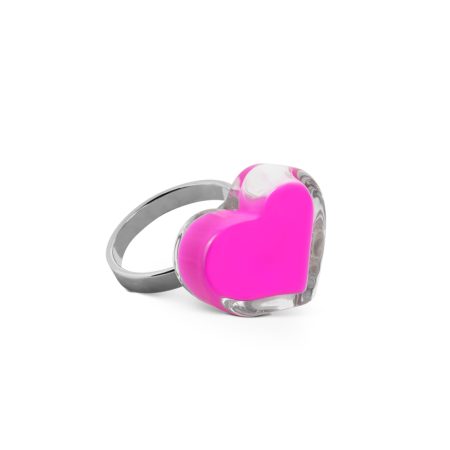 Anillo Pylones Corazón con líquido Nano Rosa