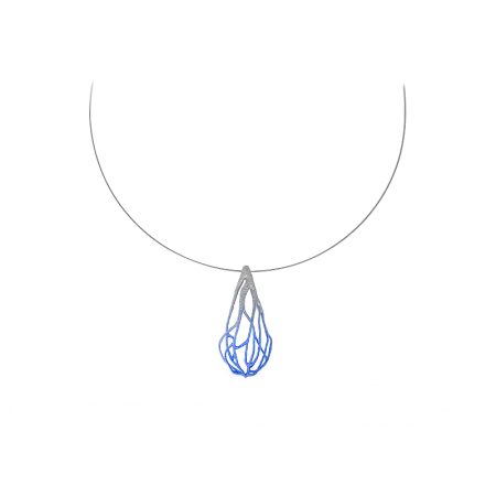 Colgante Plata Orfega Ficus pequeño azul