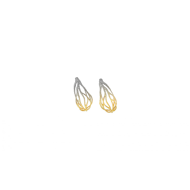 Pendientes Plata Orfega Ficus presión pequeños dorado