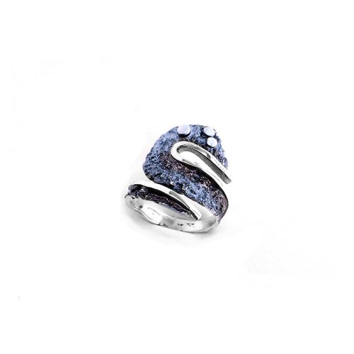 Sortija Plata y Pigmentos Orfega Atlanti Azul