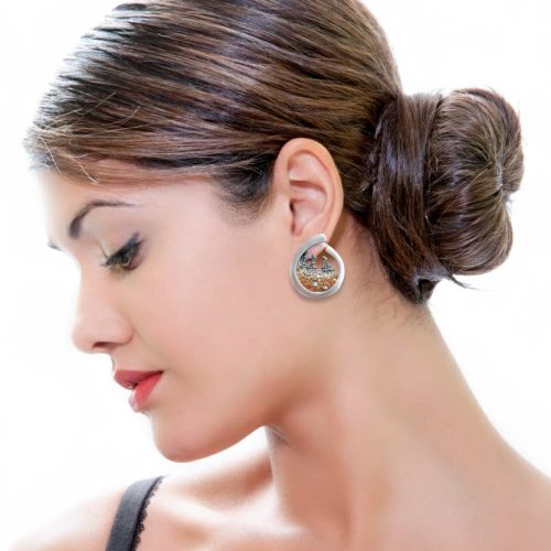 Pendientes de plata Orfega colección Atlántica coral "La ola"