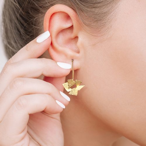 pendientes plata de ley chapada en oro Orfega Ori gancho modelo