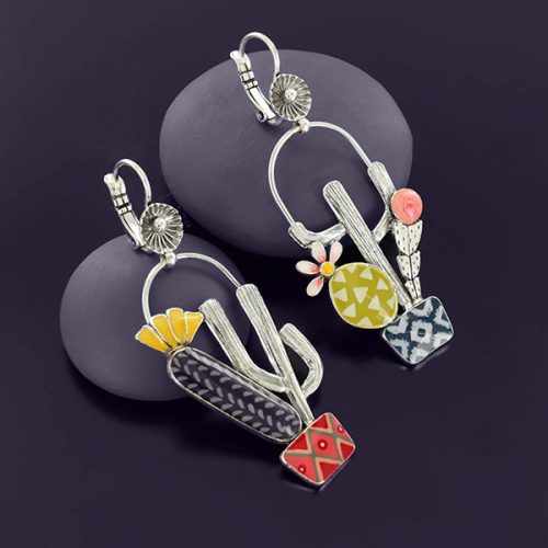 Pendientes Taratata Cactus grandes multicolor 2