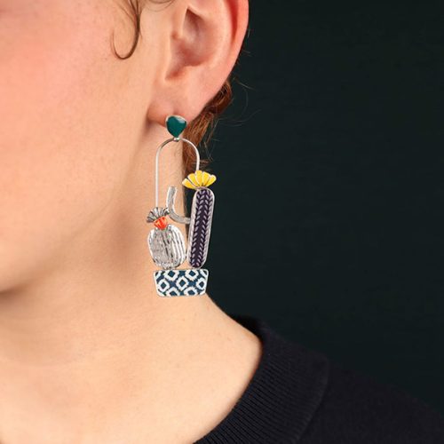 Pendientes Taratata Cactus multicolor de botón 2
