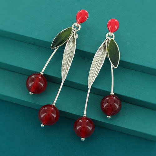 Pendientes Taratata Cerise de botón rojos 2