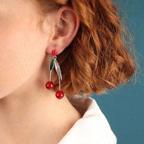 Pendientes Taratata Cerise de botón rojos 3