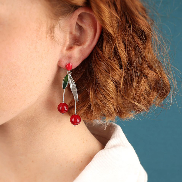Pendientes Taratata Cerise de botón rojos 3