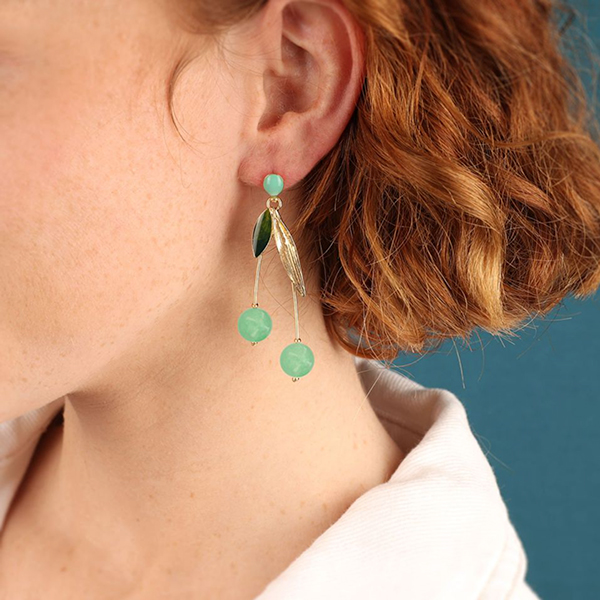 Pendientes Taratata Cerise de botón verdes 3