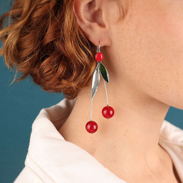 Pendientes Taratata Cerise grandes rojos 4