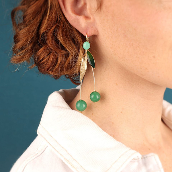 Pendientes Taratata Cerise grandes verdes 3