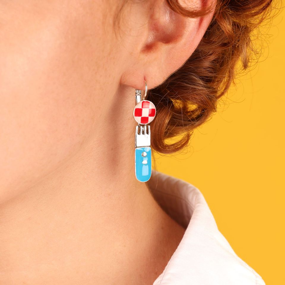 pendientes fantasía Taratata Dinette cubiertos modelo