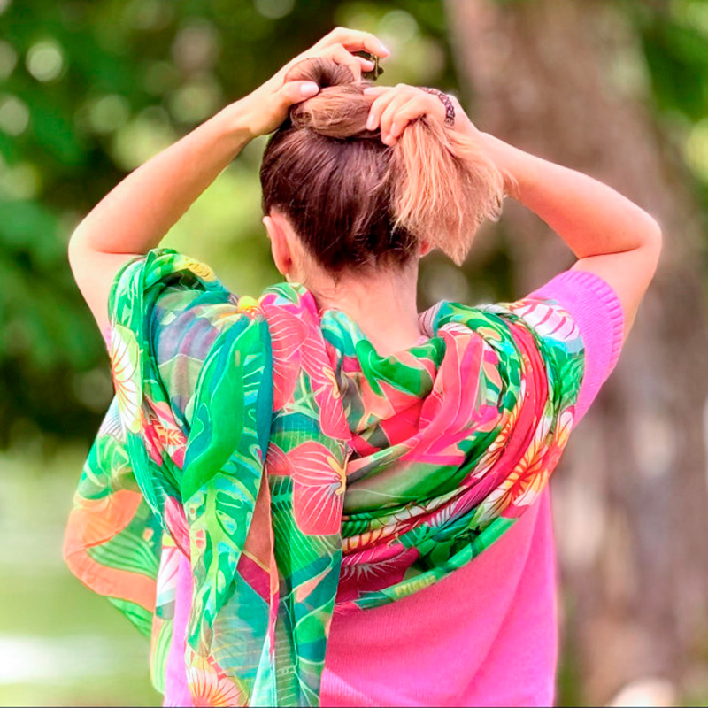 foulard pareo Pylones Balade estampado tropical