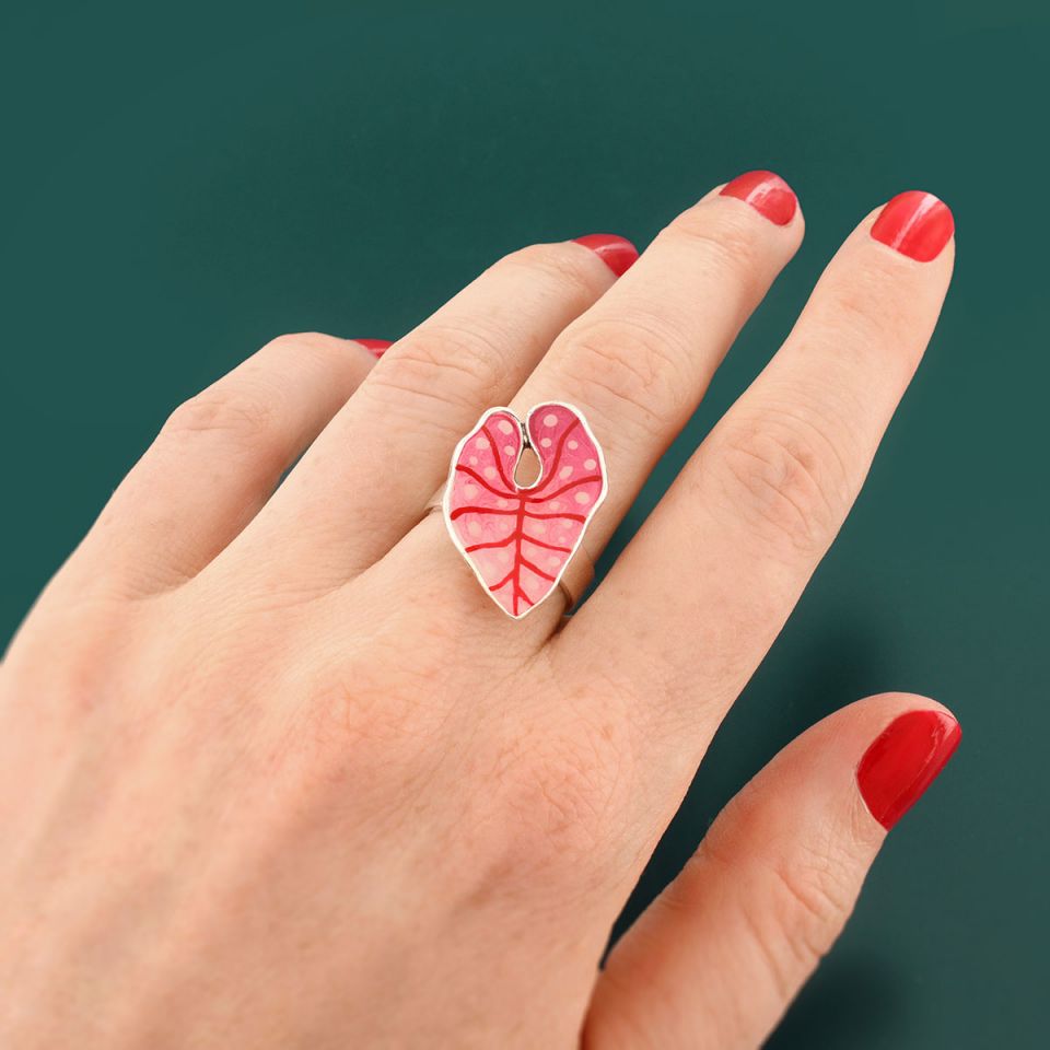 anillo original Taratata Fabuleuse hoja rosa