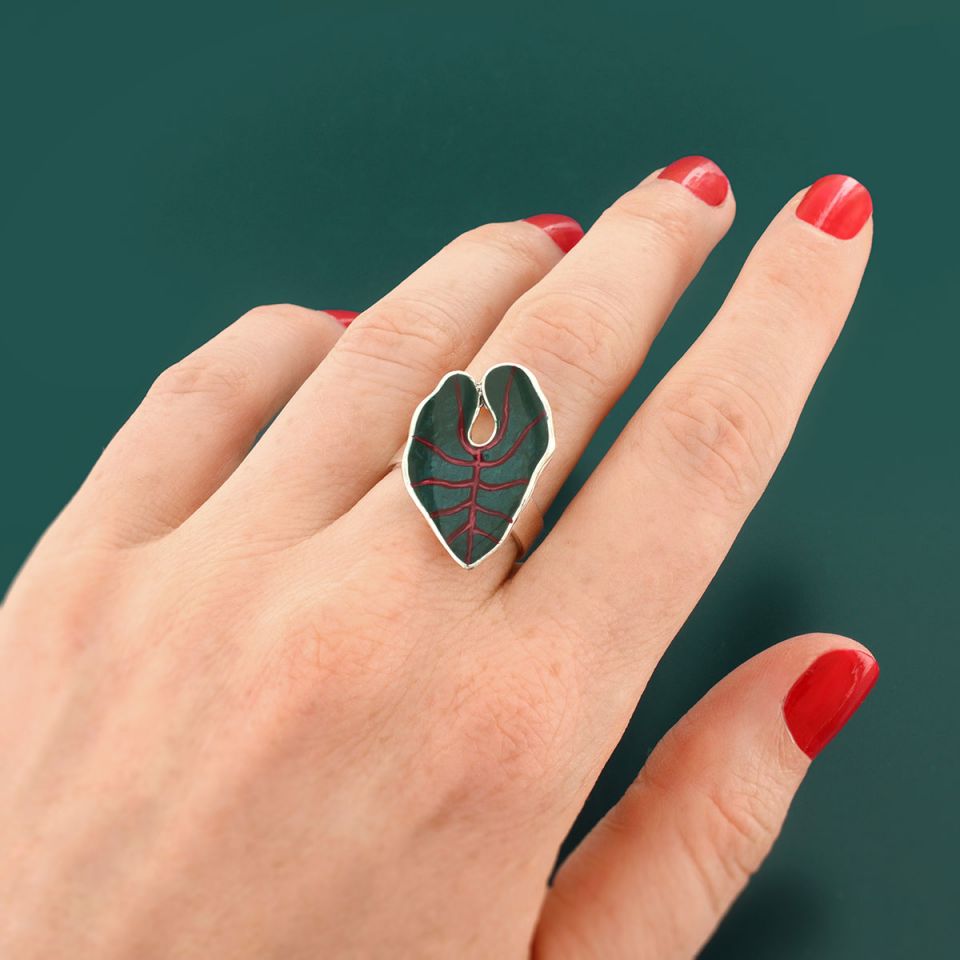 anillo original Taratata Fabuleuse hoja verde oscuro