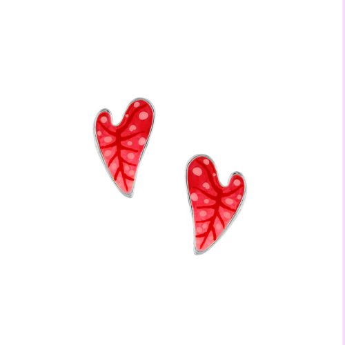 pendientes de botón fantasía Taratata Fabuleuse hoja rosa