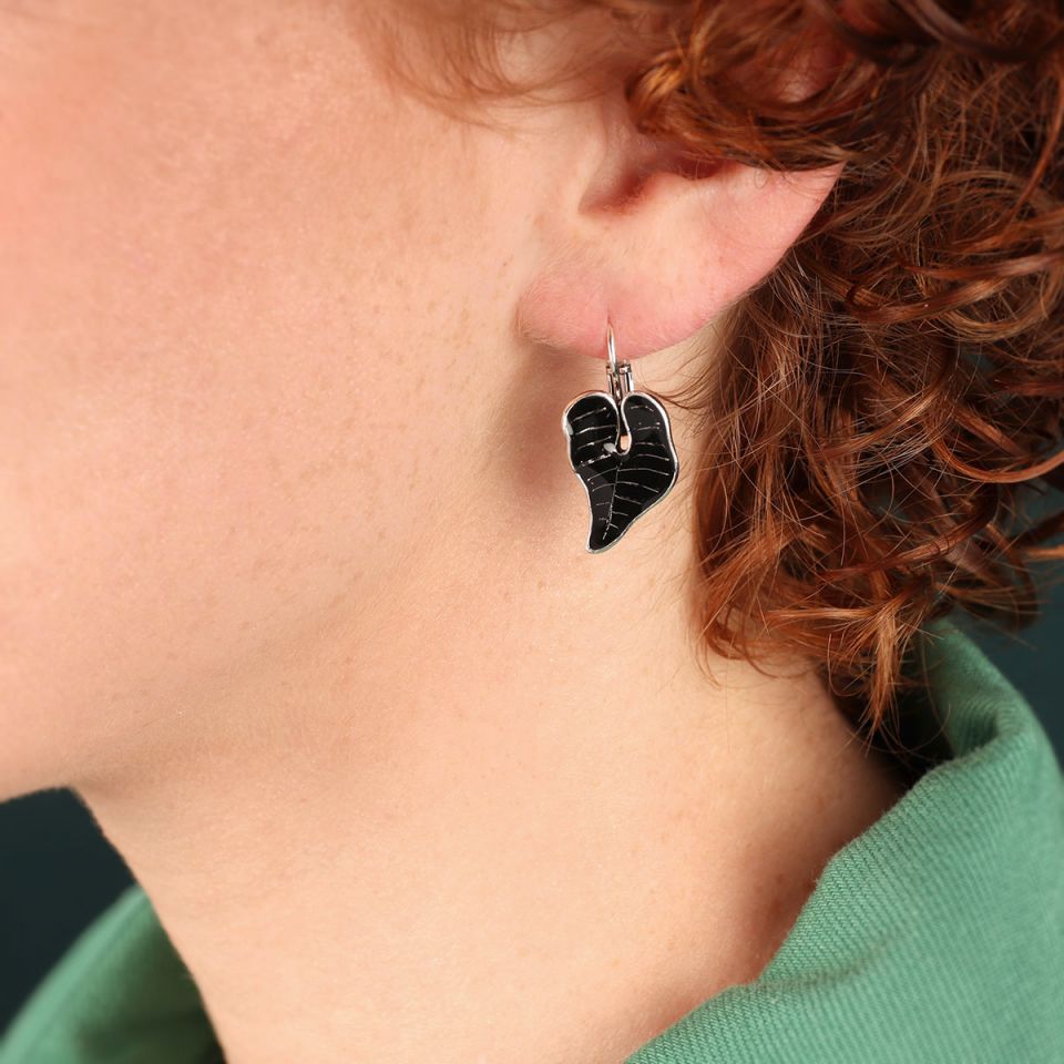 pendientes Taratata Fabuleuse hoja negros