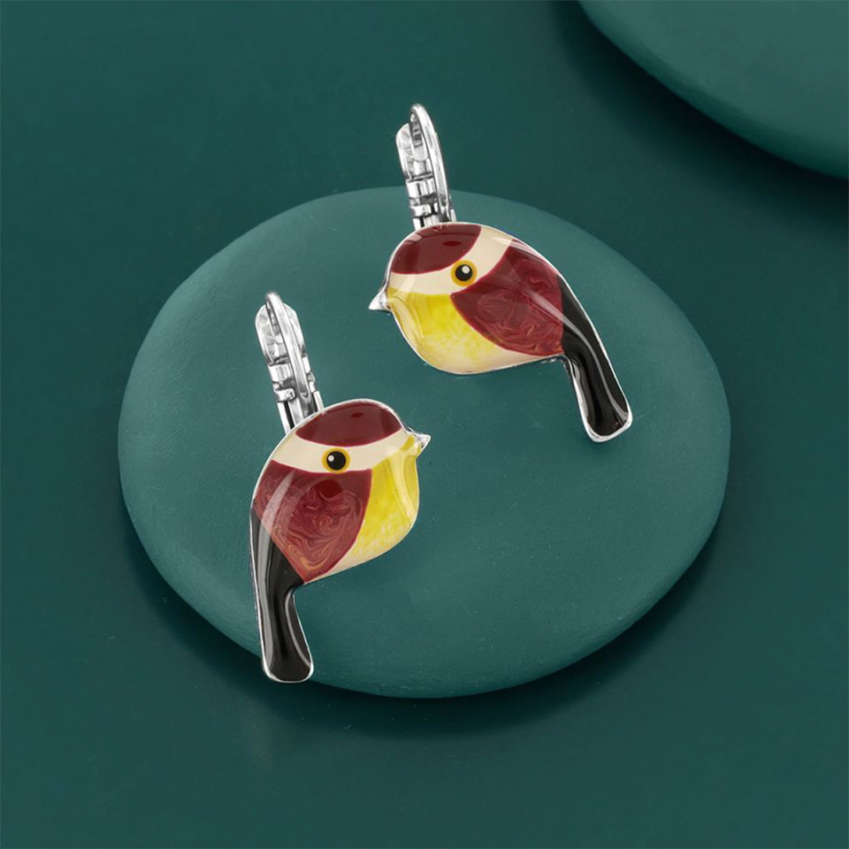 Pendientes Taratata Fabuleuse cierre pájaro rojo 2
