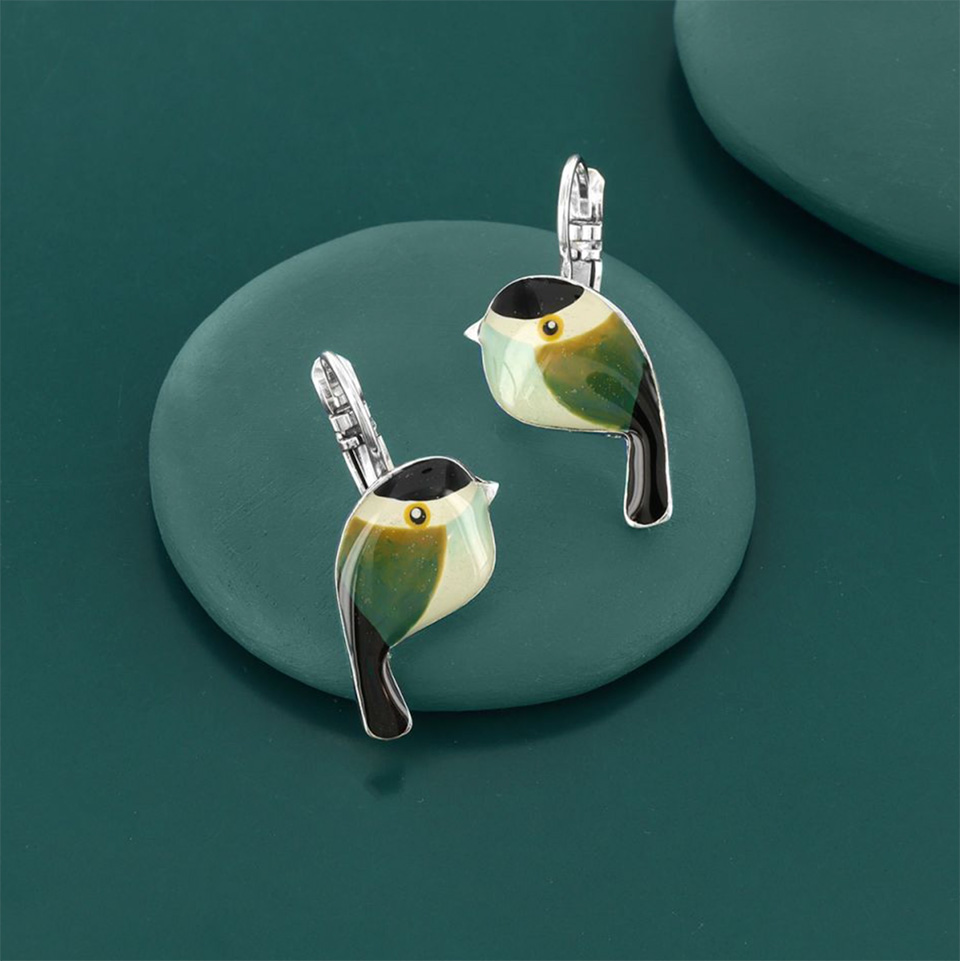 Pendientes Taratata Fabuleuse cierre pájaro verde 2
