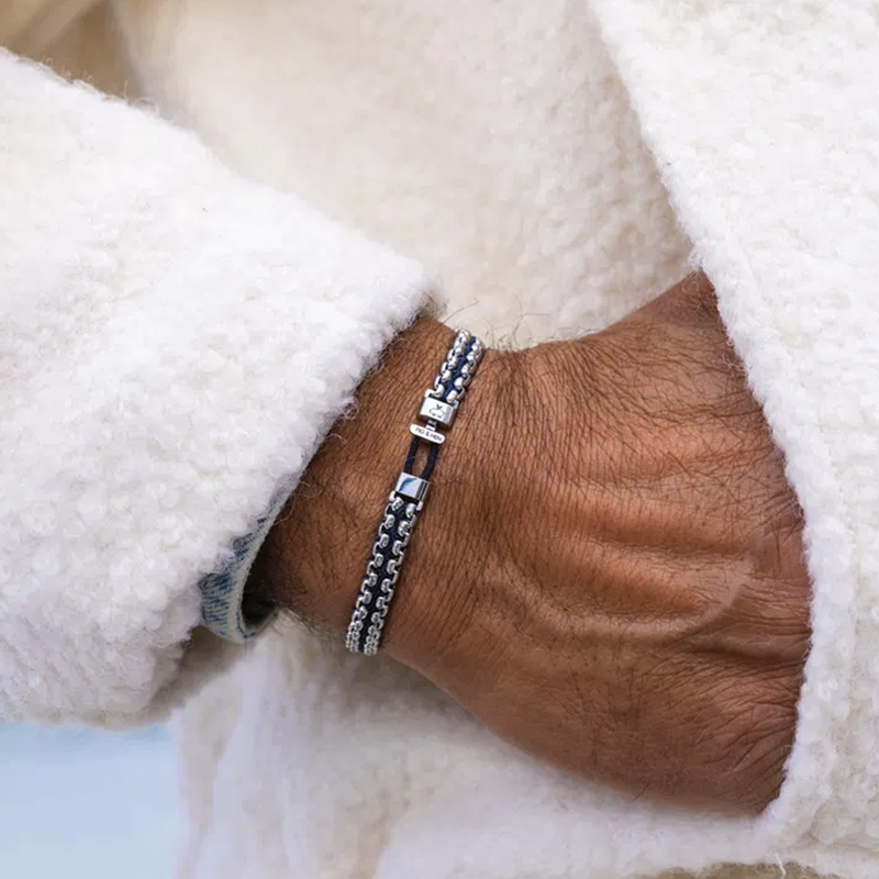 Pulsera catena Venetian navy y plata Pig Hen 2